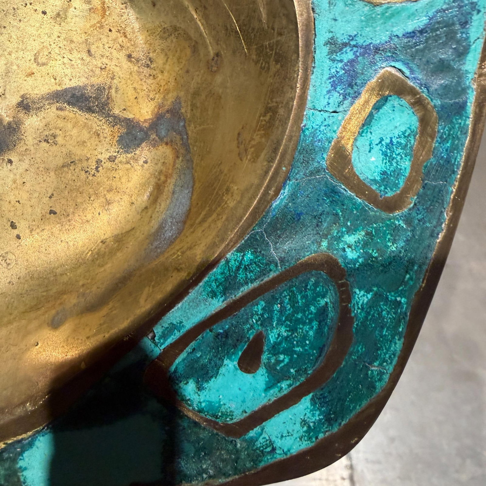 Pepe Mendoza Ashtray Dish Catch All Tray Bowl Malachite Brass - 7