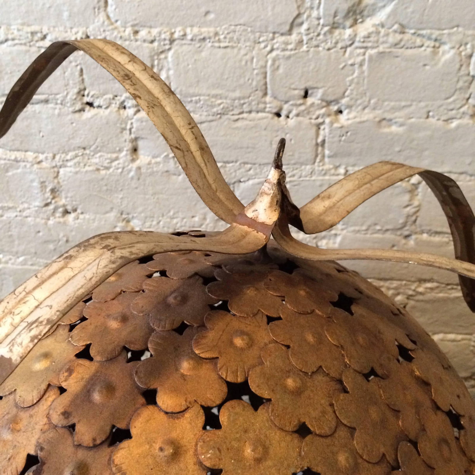 Set of 3, Mid 20th Century Gilt Metal Macy's Store Display Ball Ornaments - 6