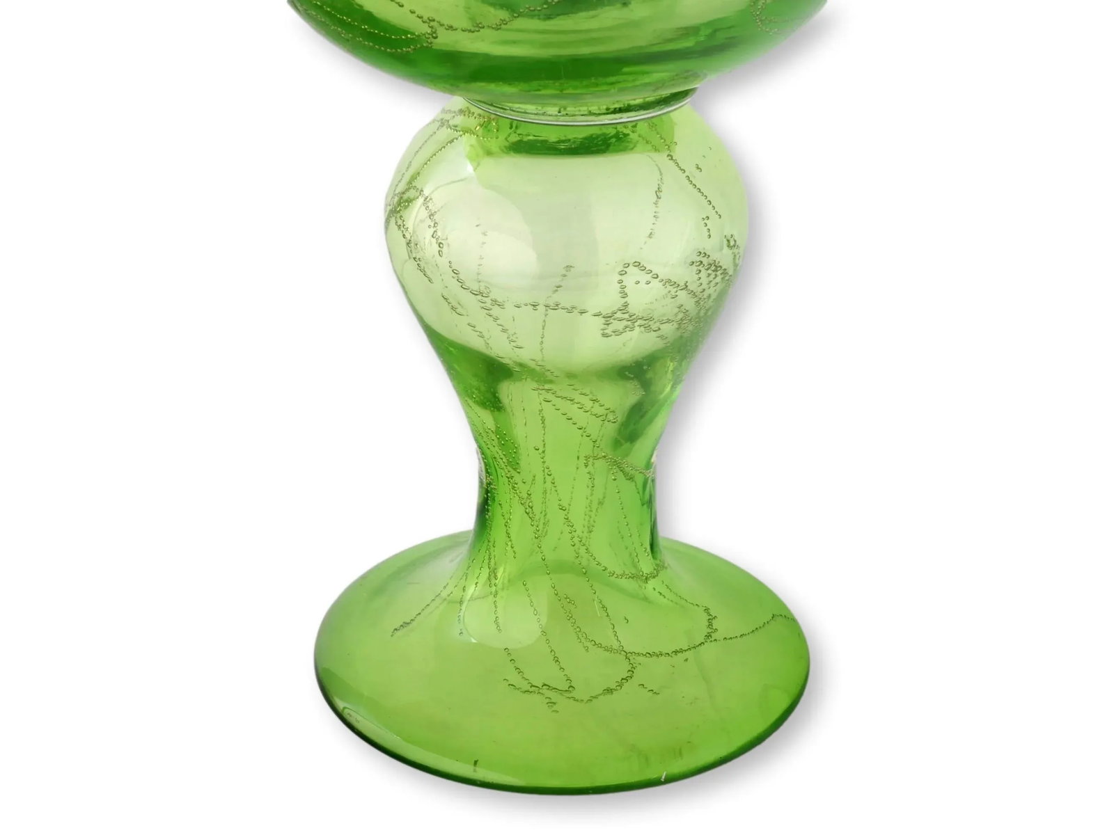 Tall Heavy Midcentury Blown Glass Vase W/Flower Frog - 2