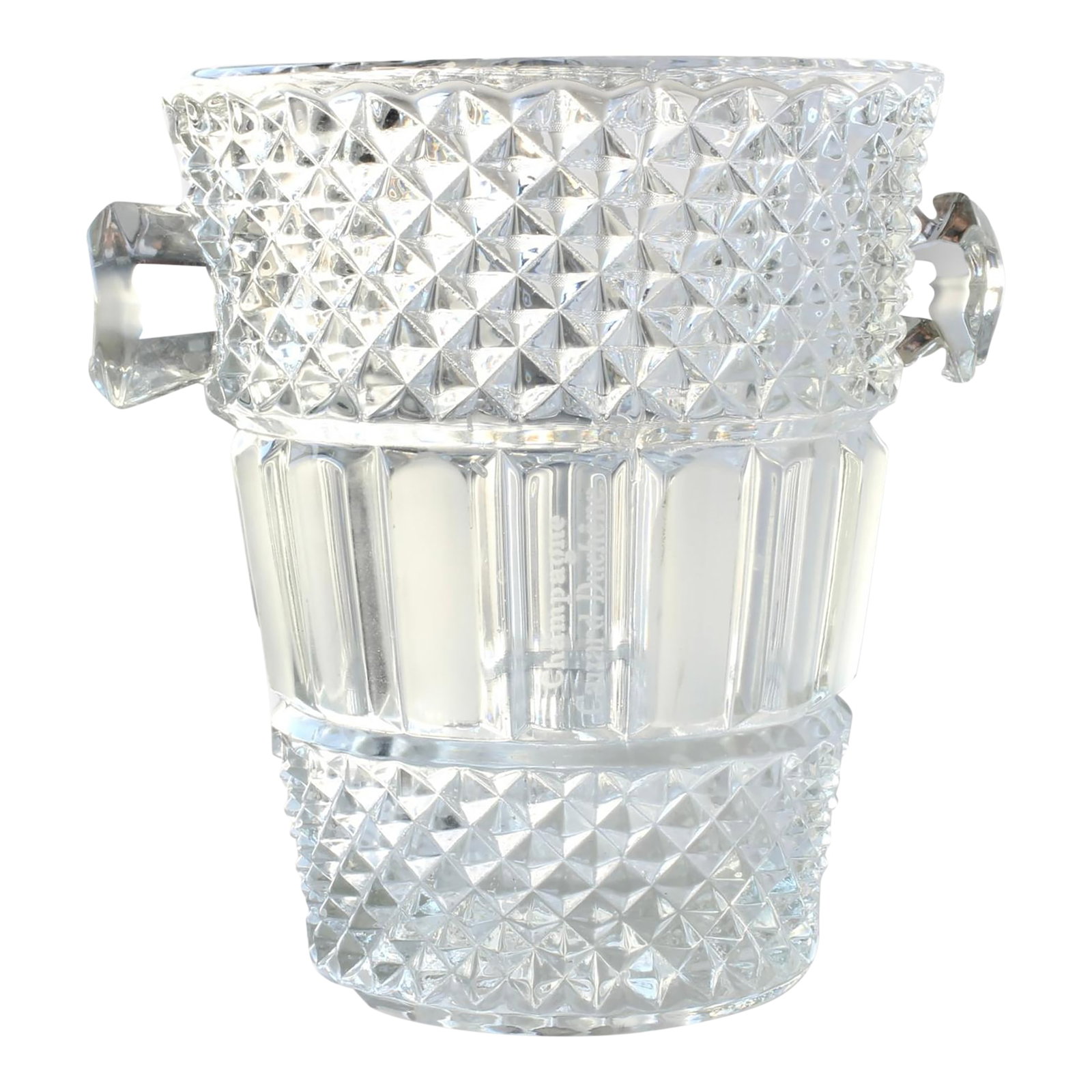 Canard-Duchene Crystal Champagne Bucket: Elegant French Crystal Canard-Duchenechampagne bucket, featuring exceptional craftsmanship and a substantial, heavy feel that speaks to its superior quality. The bucket is adorned with the iconic