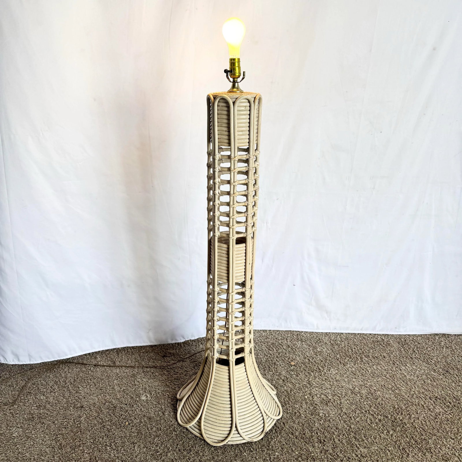 Boho Chic Gabriella Crespi Style Rattan Wicker Floor Lamp - 2