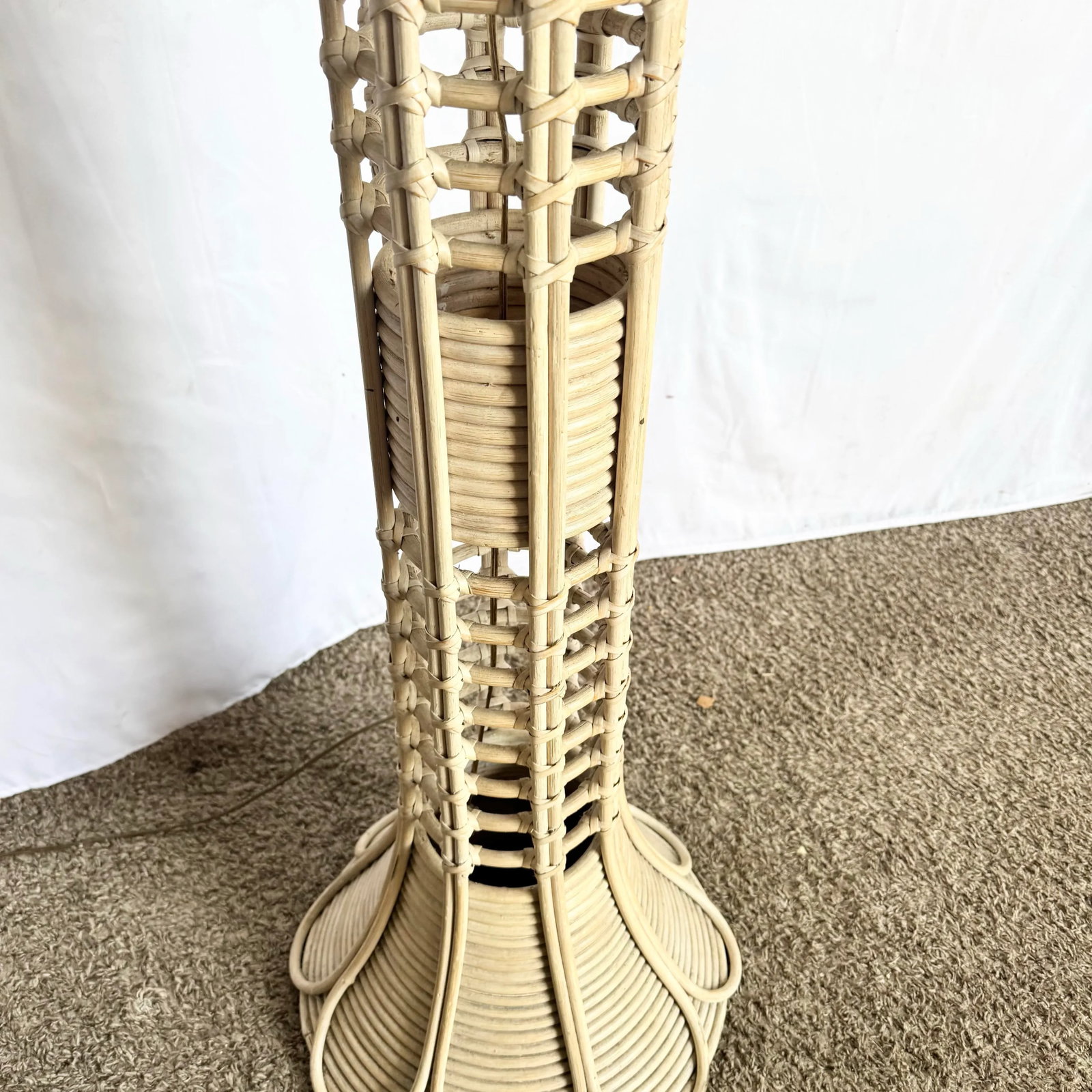 Boho Chic Gabriella Crespi Style Rattan Wicker Floor Lamp - 3