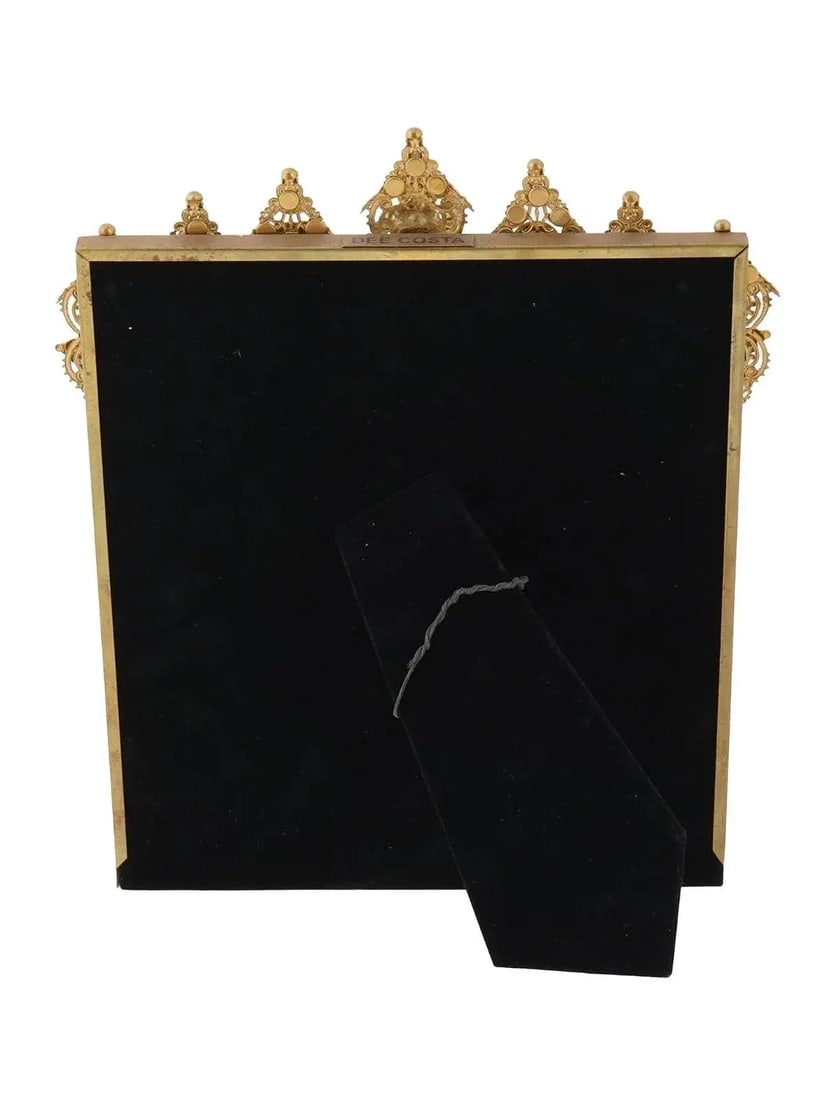 19th Century Relief Design Gilded Brass Picture Frame Marked - 2