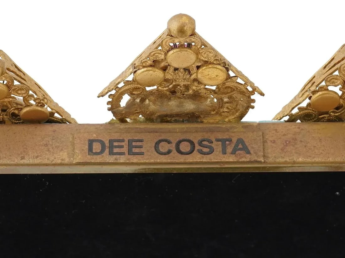 19th Century Relief Design Gilded Brass Picture Frame Marked - 8