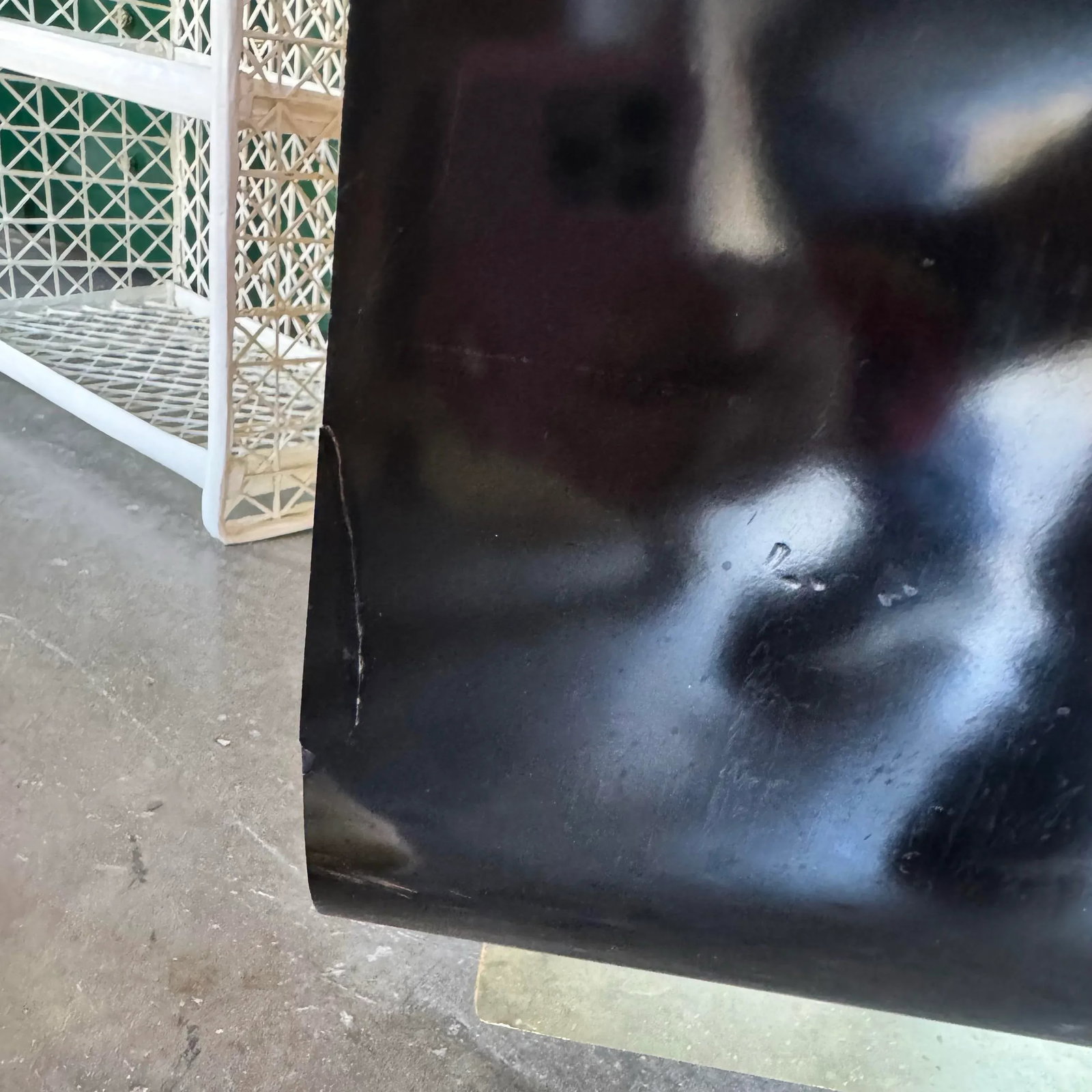 Postmodern Chinoiserie Black Lacquer Laminate Waterfall Armoire With Gold Accents - 11