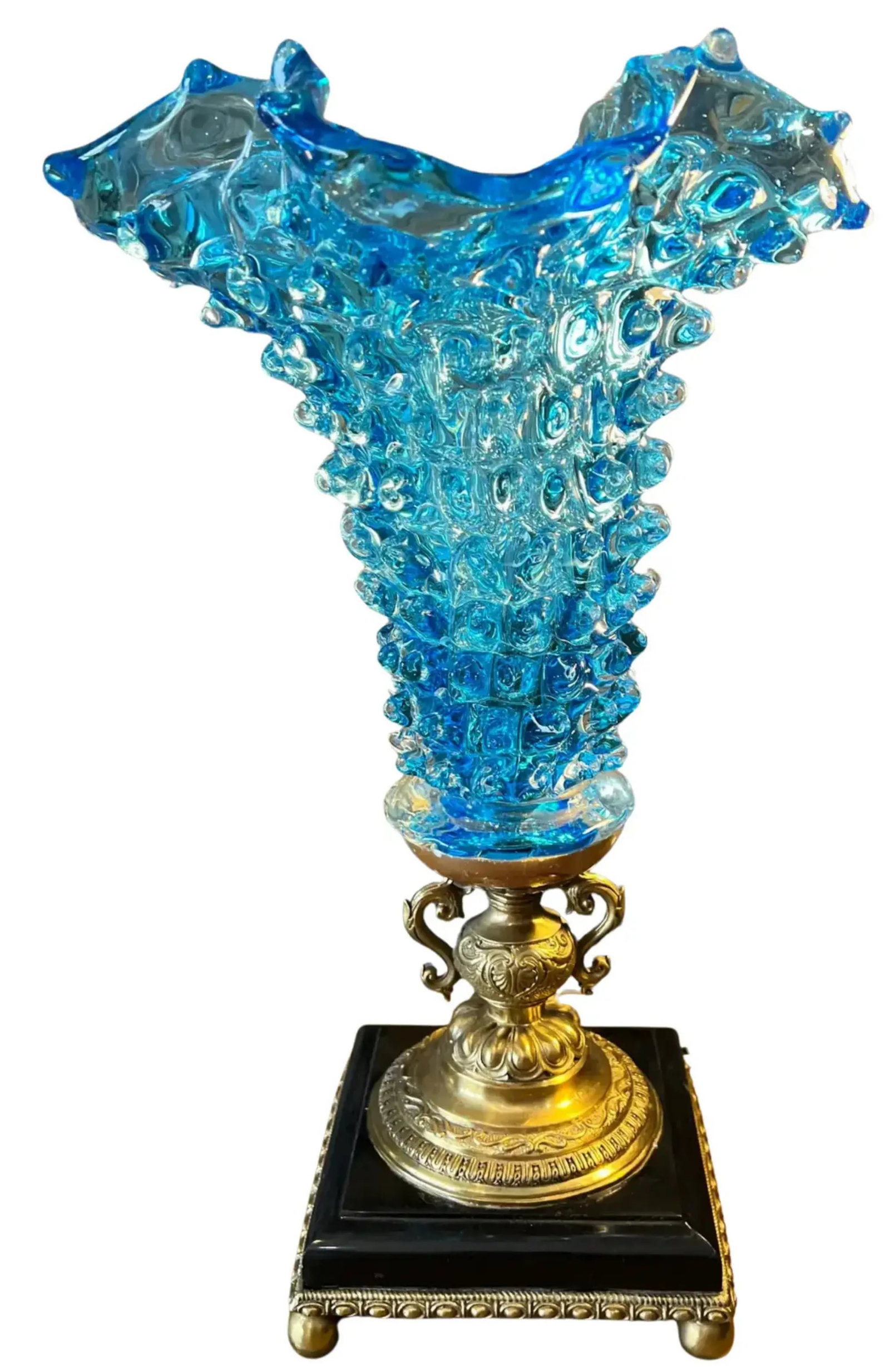 Barovier & Toso Venetian RostratoTurqoise Art Glass Torchier Lamp - 12