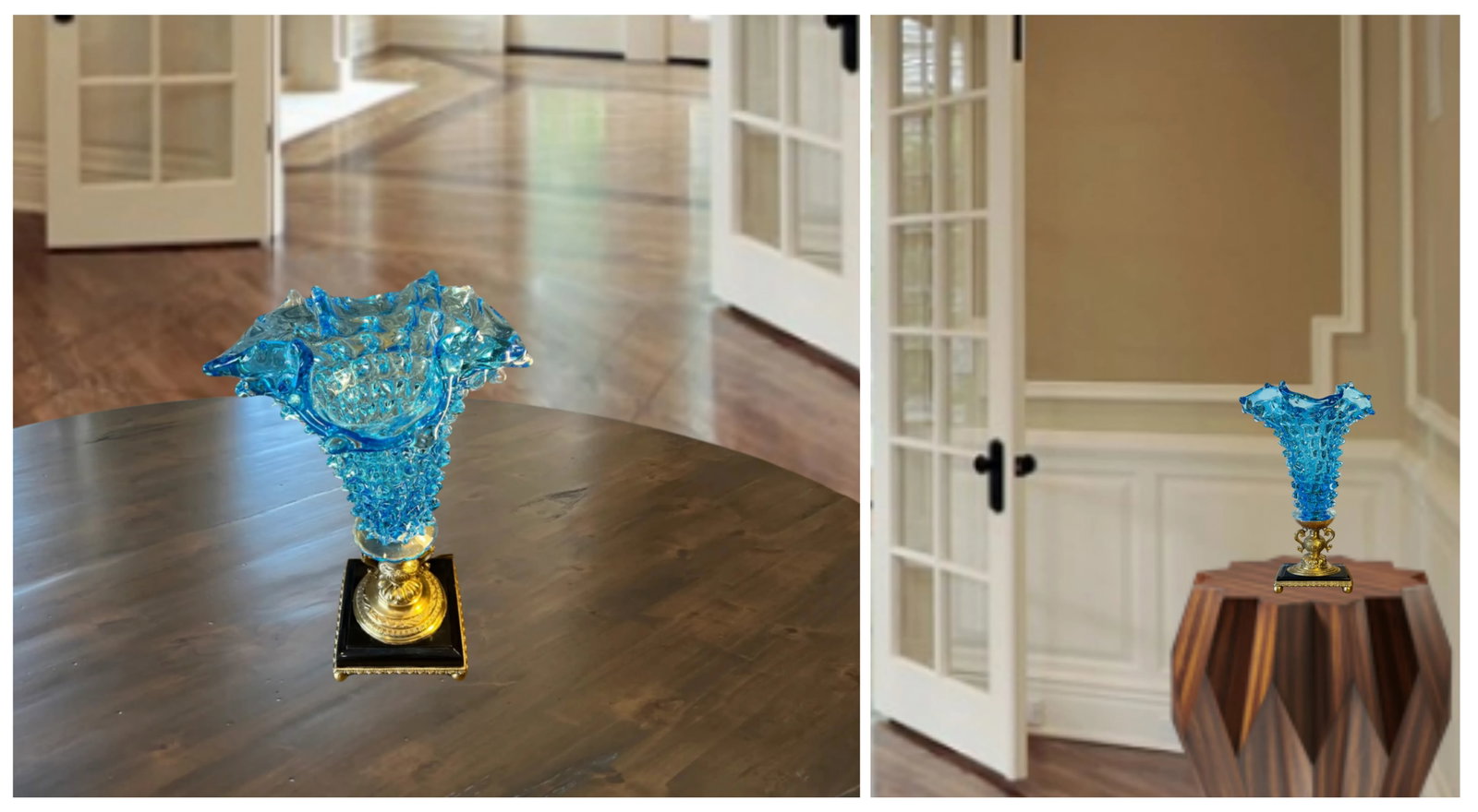 Barovier & Toso Venetian RostratoTurqoise Art Glass Torchier Lamp - 16