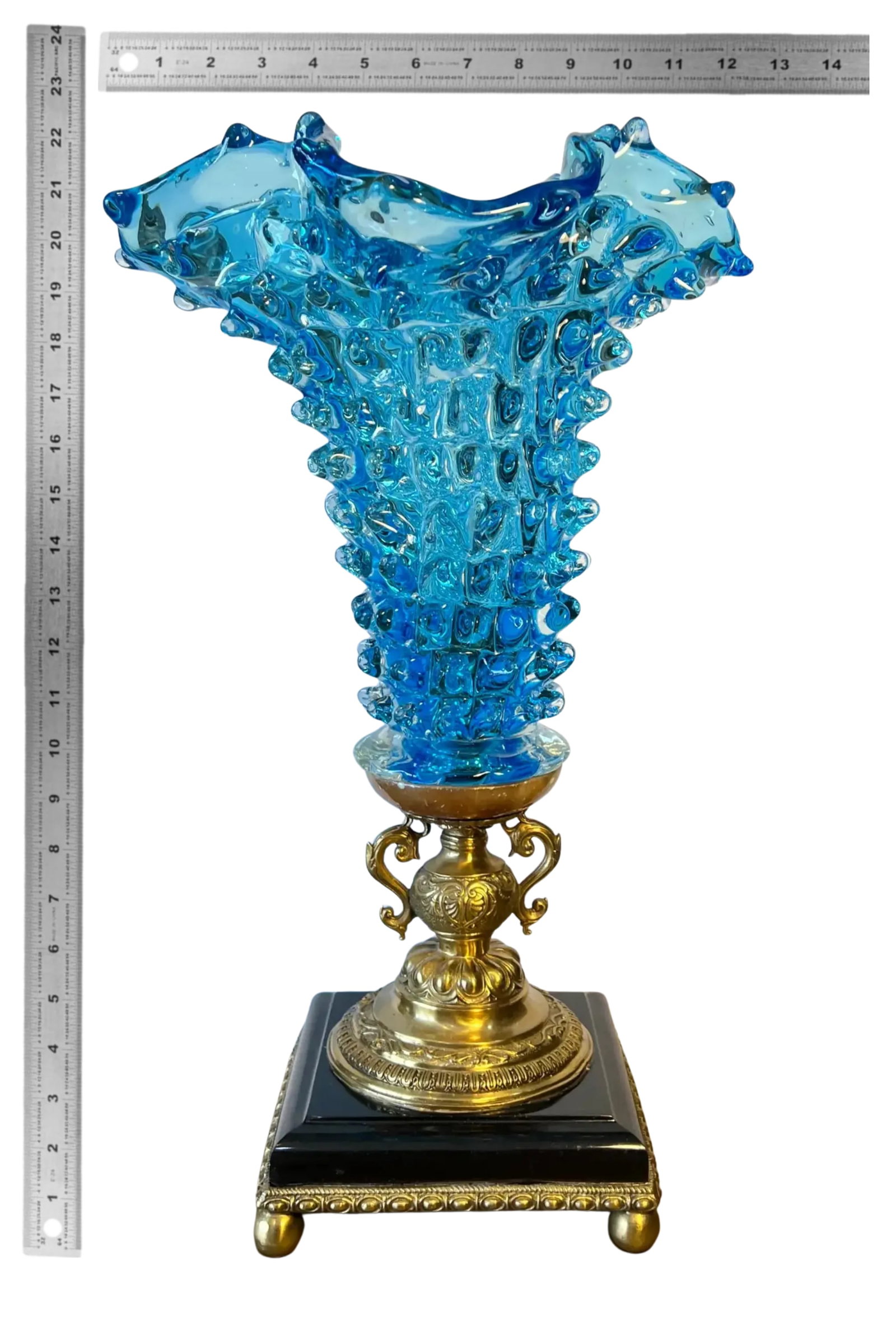 Barovier & Toso Venetian RostratoTurqoise Art Glass Torchier Lamp - 18