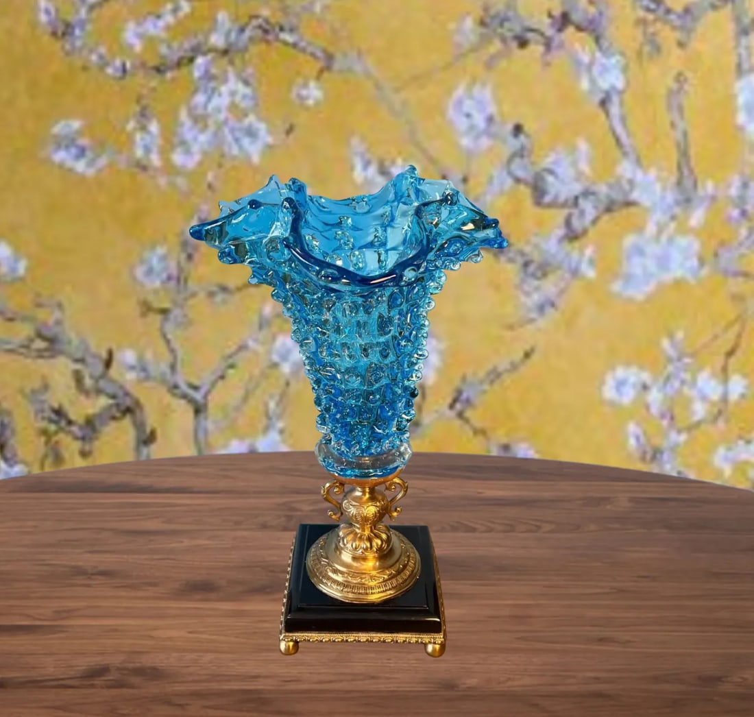 Barovier & Toso Venetian RostratoTurqoise Art Glass Torchier Lamp - 4