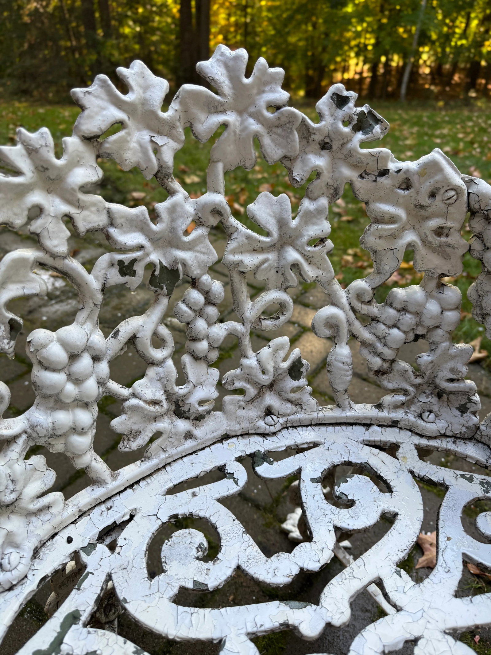 White Cast Iron Grapevine Antique Victorian Outdoor Garden Furniture Suite-Set of 5 - 7