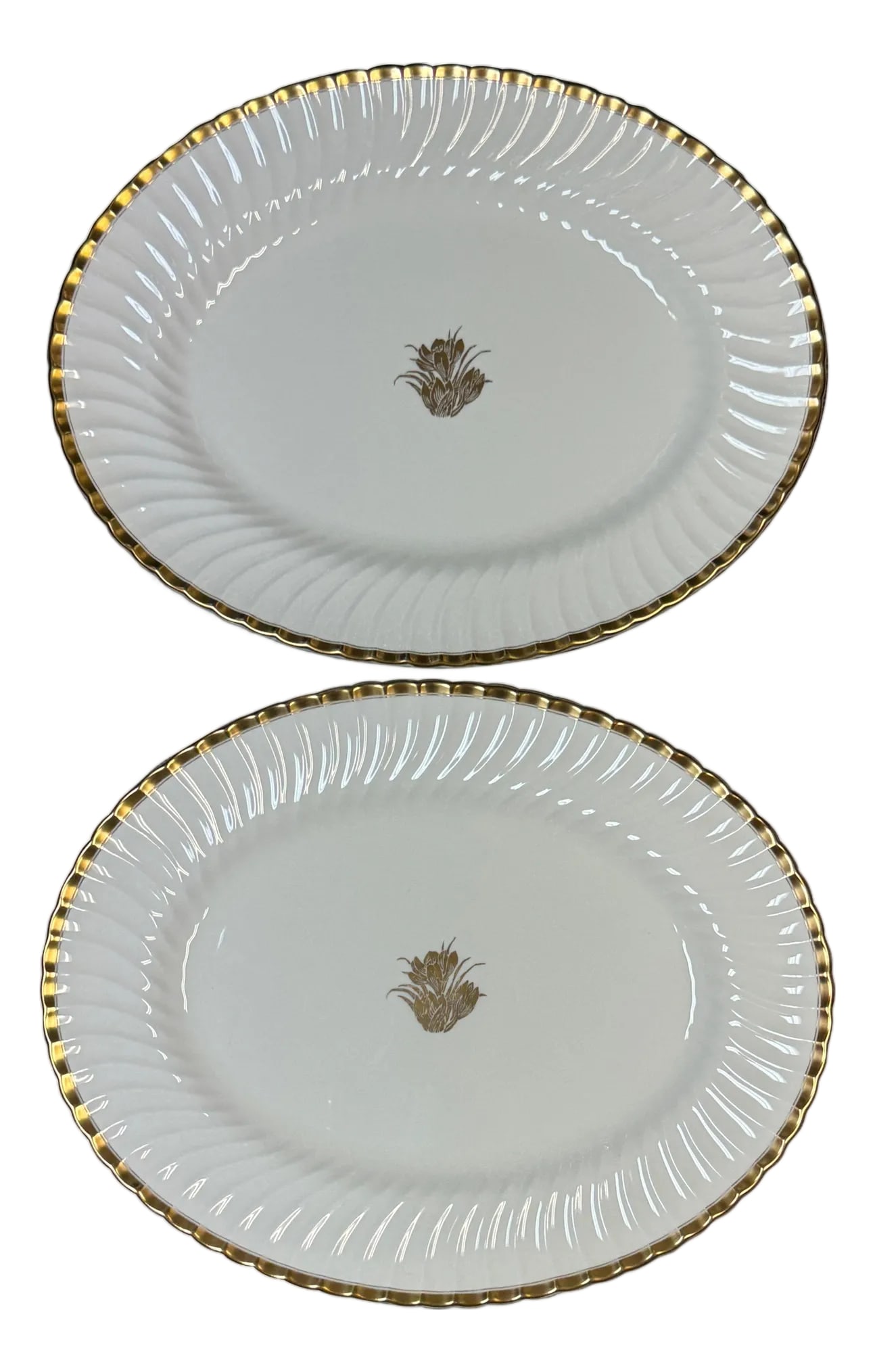 Pair of Large Minton "Gold Crocus" Gilt Porcelain Serving Platters, 1950s (1 of 11)