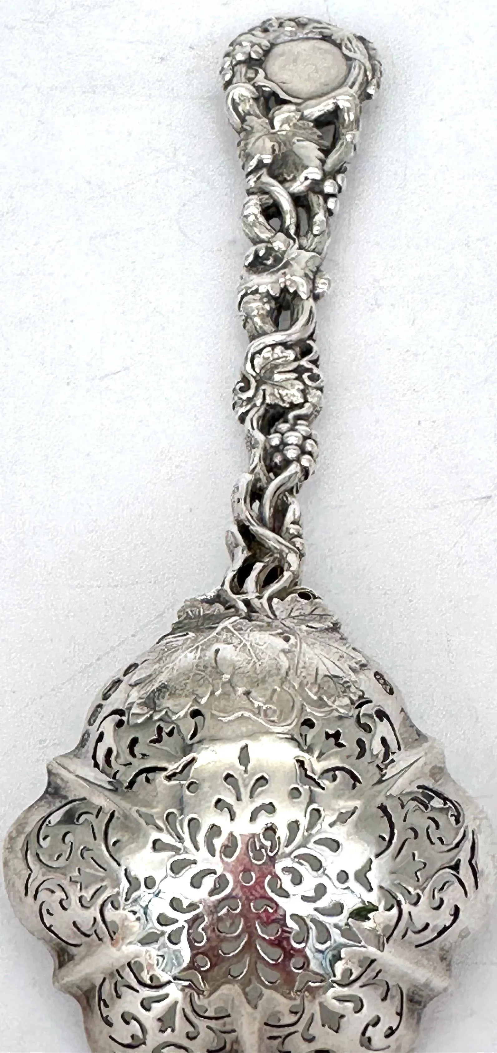 Victorian Pierced Sterling Fruit or Sugar Sifter by George Angell, London, 1871 - 9