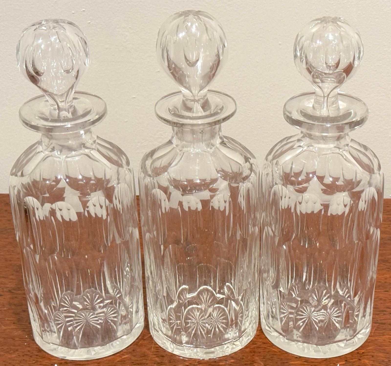 Silverplated Tantalus, John Sherwood & Sons, 3 Optical Cut Glass Decanters, 1900 - 12