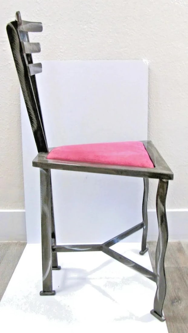1990s Postmodern Contemporary Welded Steel Artist Signed Accent Chair - 10