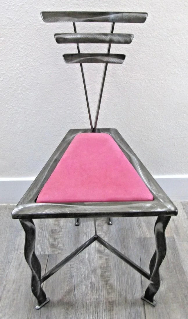 1990s Postmodern Contemporary Welded Steel Artist Signed Accent Chair - 2