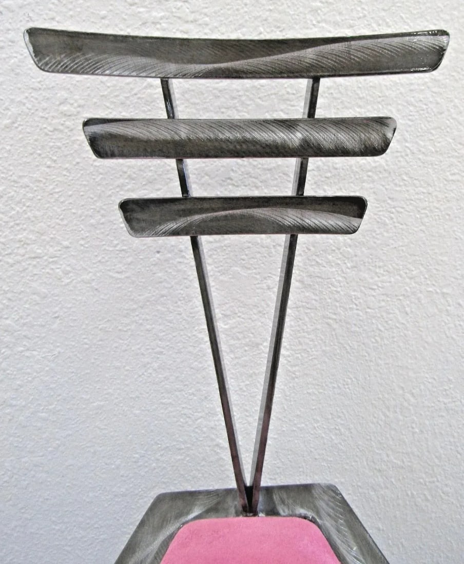 1990s Postmodern Contemporary Welded Steel Artist Signed Accent Chair - 3