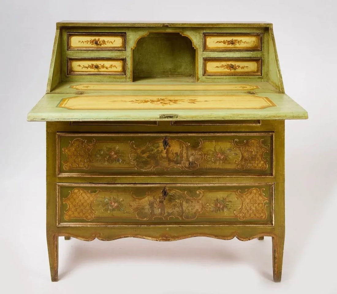 Antique Italian Fall Front Painted Secretary Desk - 2