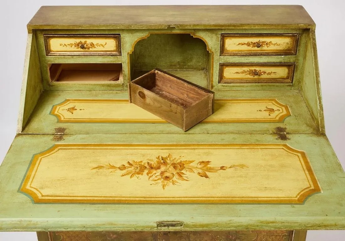 Antique Italian Fall Front Painted Secretary Desk - 3