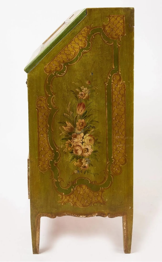 Antique Italian Fall Front Painted Secretary Desk - 4