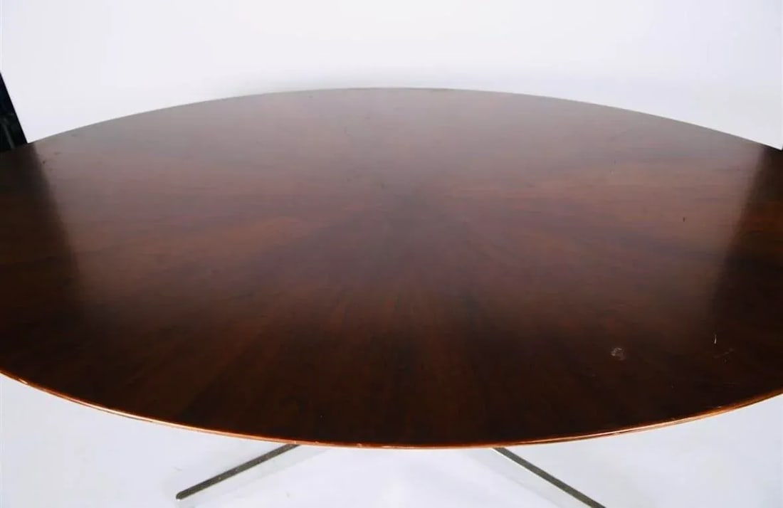 Midcentury Osvaldo Borsani for Stow & Davis Oval Sunburst Walnut Dining Table - 2