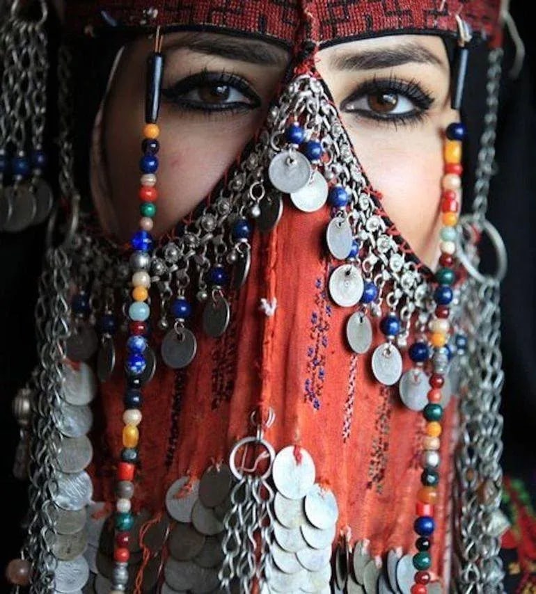Middle Eastern Islamic Women Face Veil Bedouin, Sinai Bedouin Desert Garment - 17