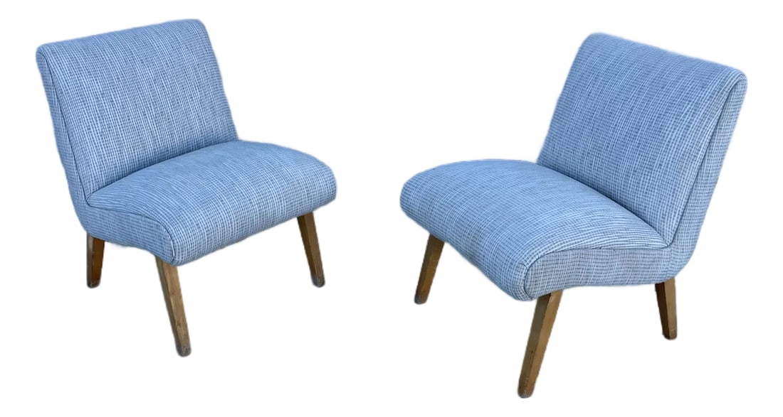 Attributed Jens Risom for Knoll Mid-Century Slipper Chairs – Sculptural Form, Original Blonde (1 of 12)