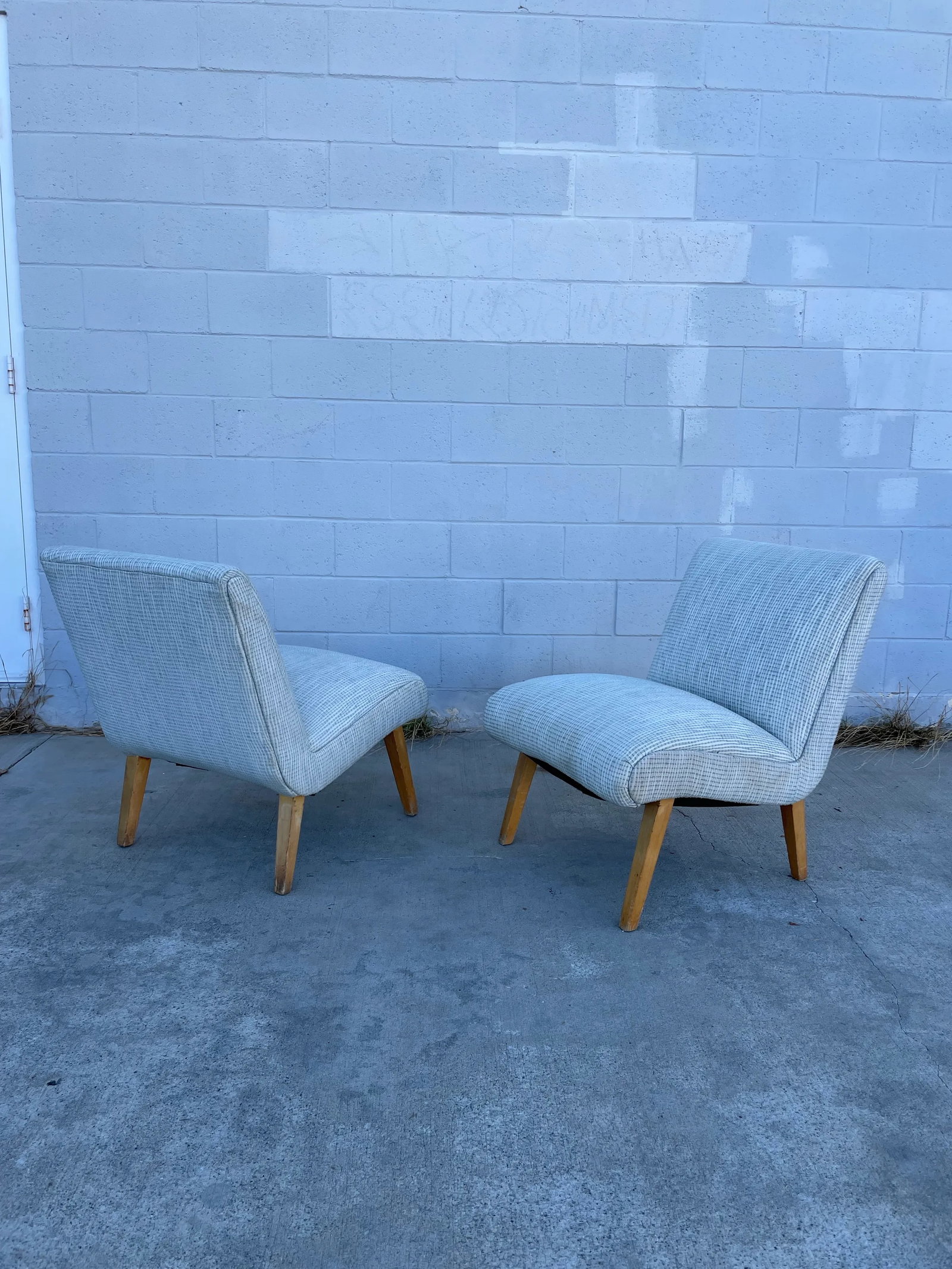 Attributed Jens Risom for Knoll Mid-Century Slipper Chairs – Sculptural Form, Original Blonde - 3