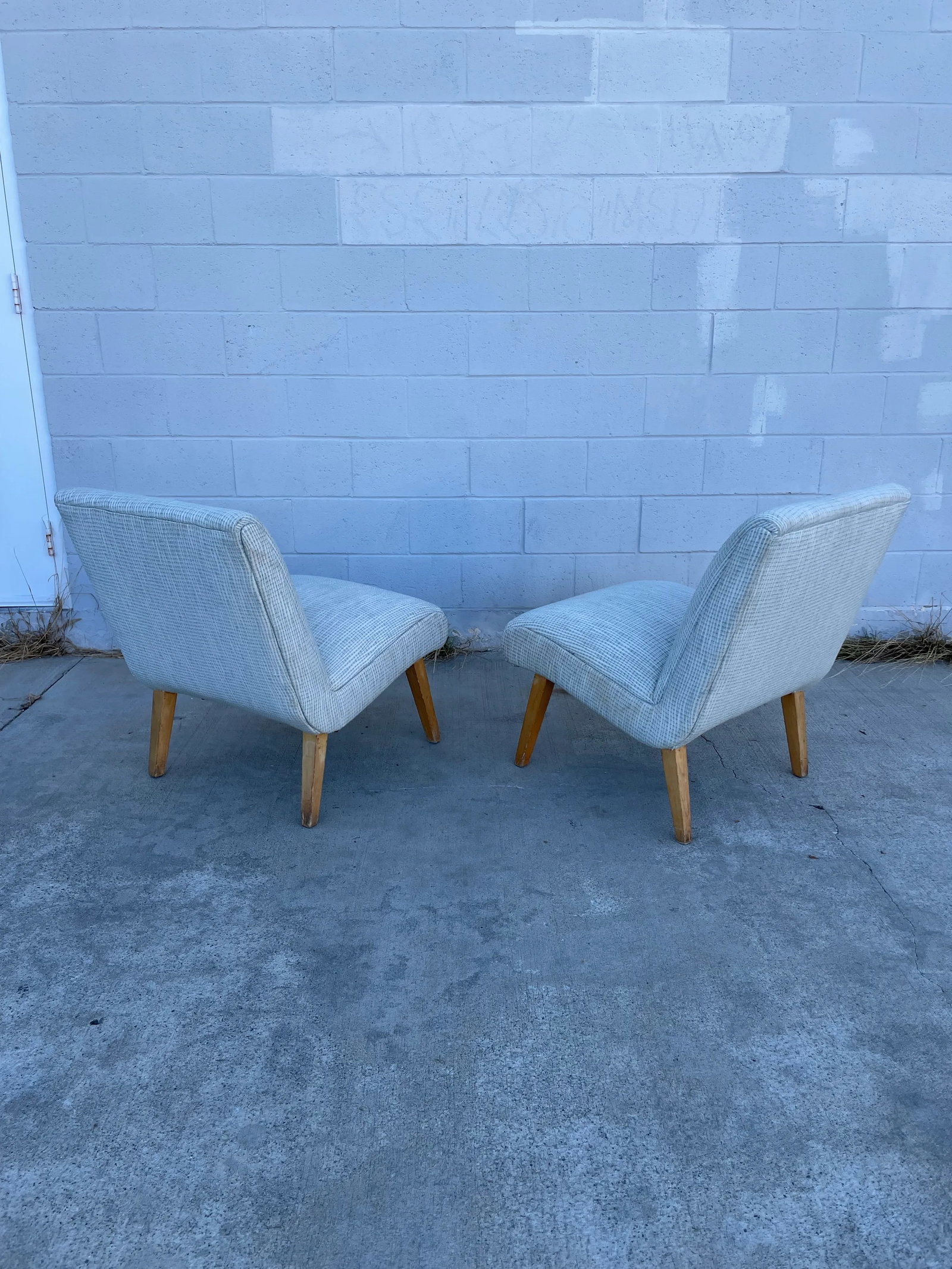 Attributed Jens Risom for Knoll Mid-Century Slipper Chairs – Sculptural Form, Original Blonde - 5