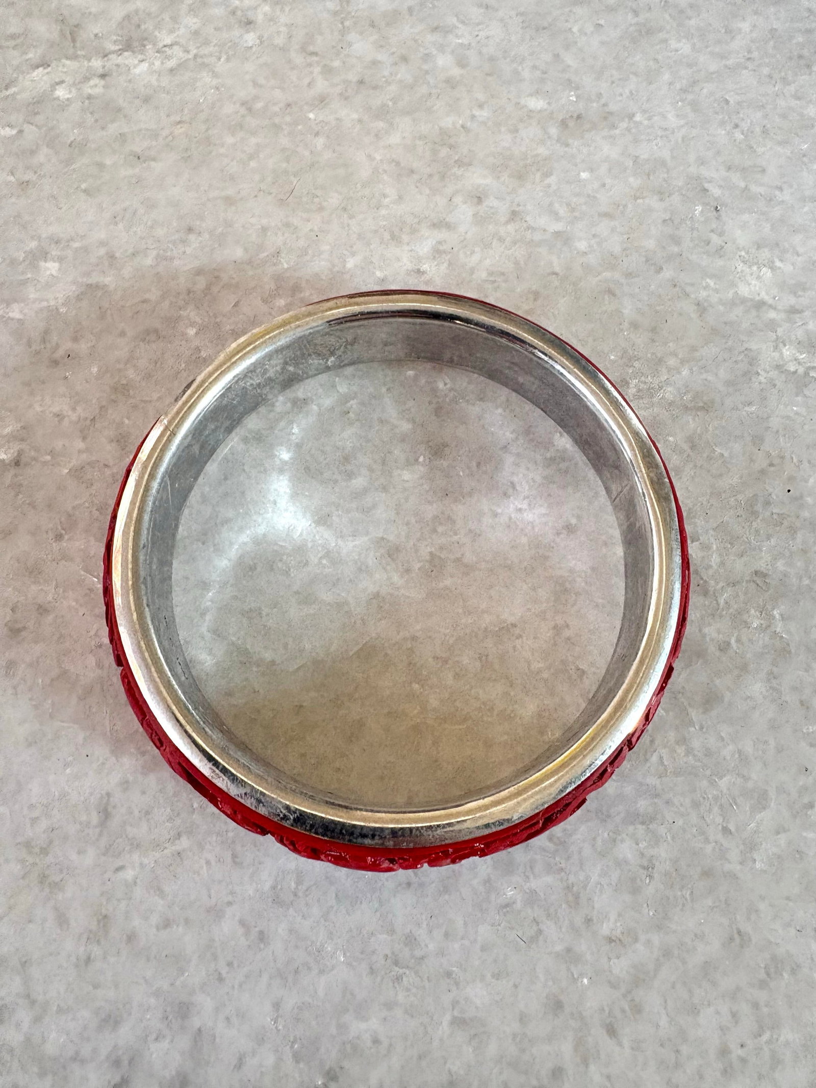 Antique, Cinnabar and Sterling Silver Bangle Bracelet - 2