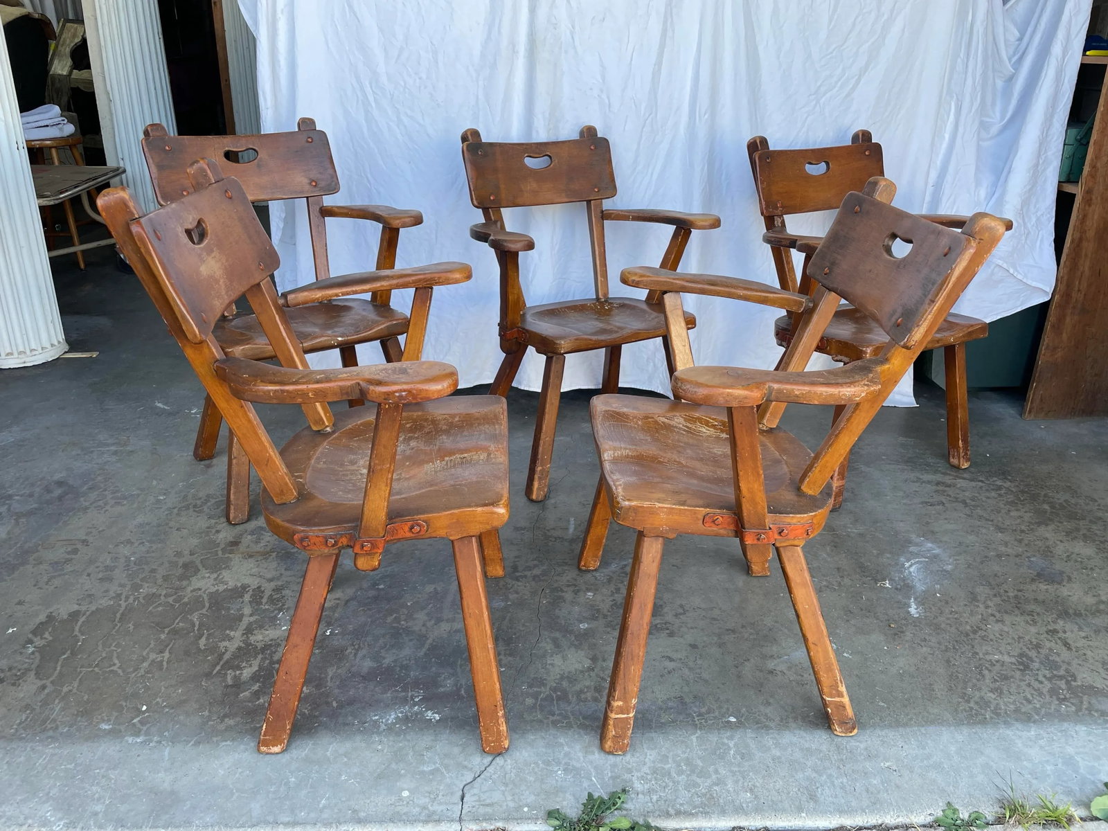 Set of 5 Vintage Monterey Spanish Revival Dining Chairs – Mason Manufacturing, 1930s - 12