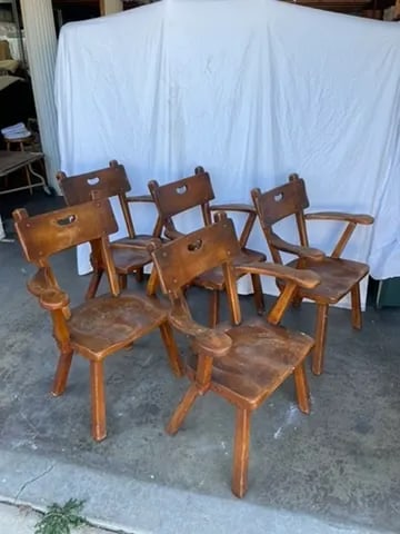 Set of 5 Vintage Monterey Spanish Revival Dining Chairs – Mason Manufacturing, 1930s - 15