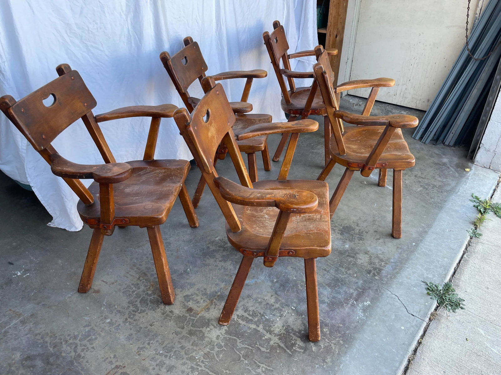 Set of 5 Vintage Monterey Spanish Revival Dining Chairs – Mason Manufacturing, 1930s - 2