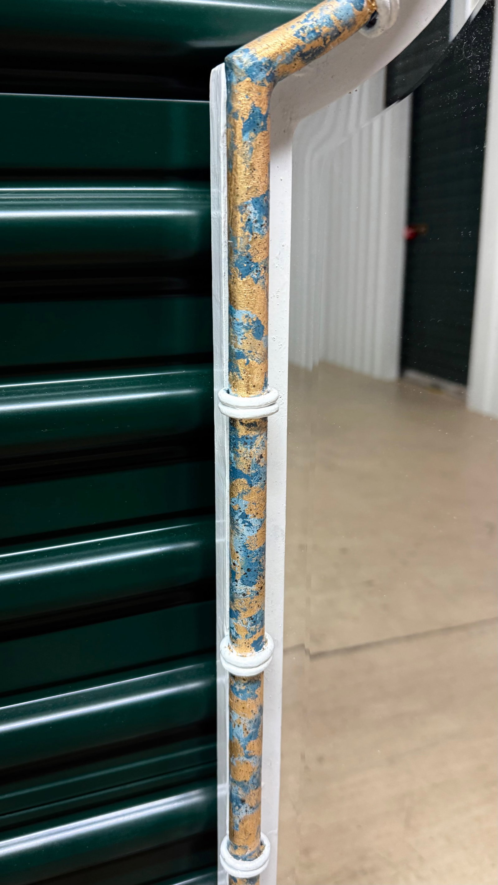 Vintage Palm Beach Regency Uttermost Chinoiserie Pagoda Wall Mirror - Bespoke Blue and Gold Finish - - 9