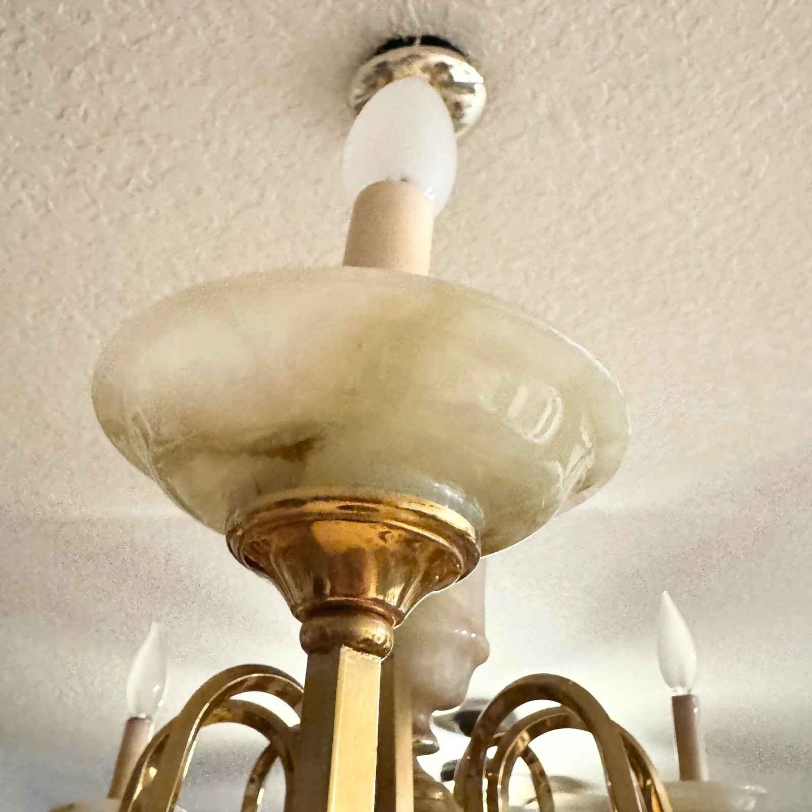 Vintage Georgian Style Green Onyx and Gold Chandelier - 8 Lights - 12