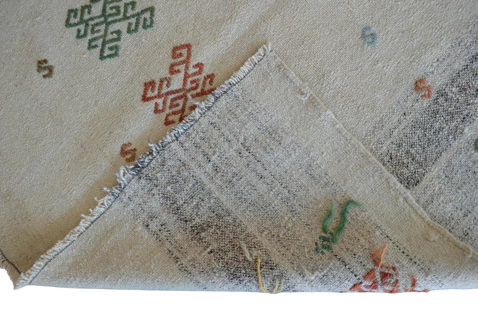 Exceptional Vintage 1950s Turkish Rug Kilim With Jajim Embroidered Handmade Kilim 5'10" X 6'9" - 10