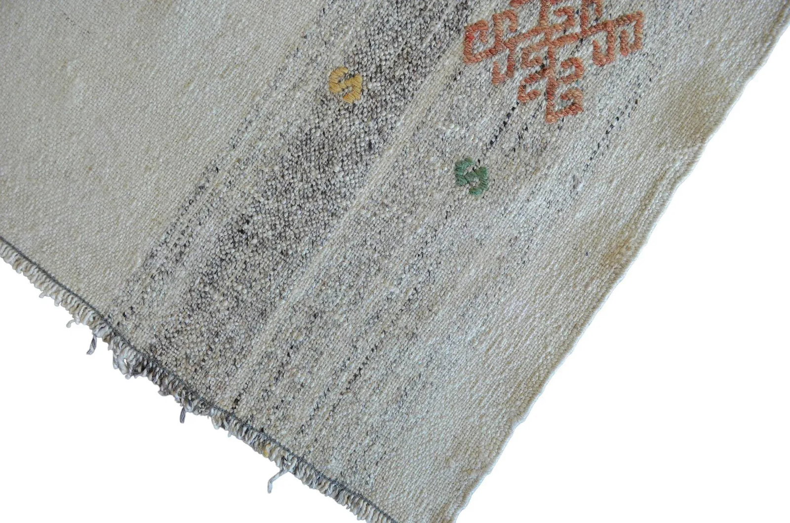 Exceptional Vintage 1950s Turkish Rug Kilim With Jajim Embroidered Handmade Kilim 5'10" X 6'9" - 9
