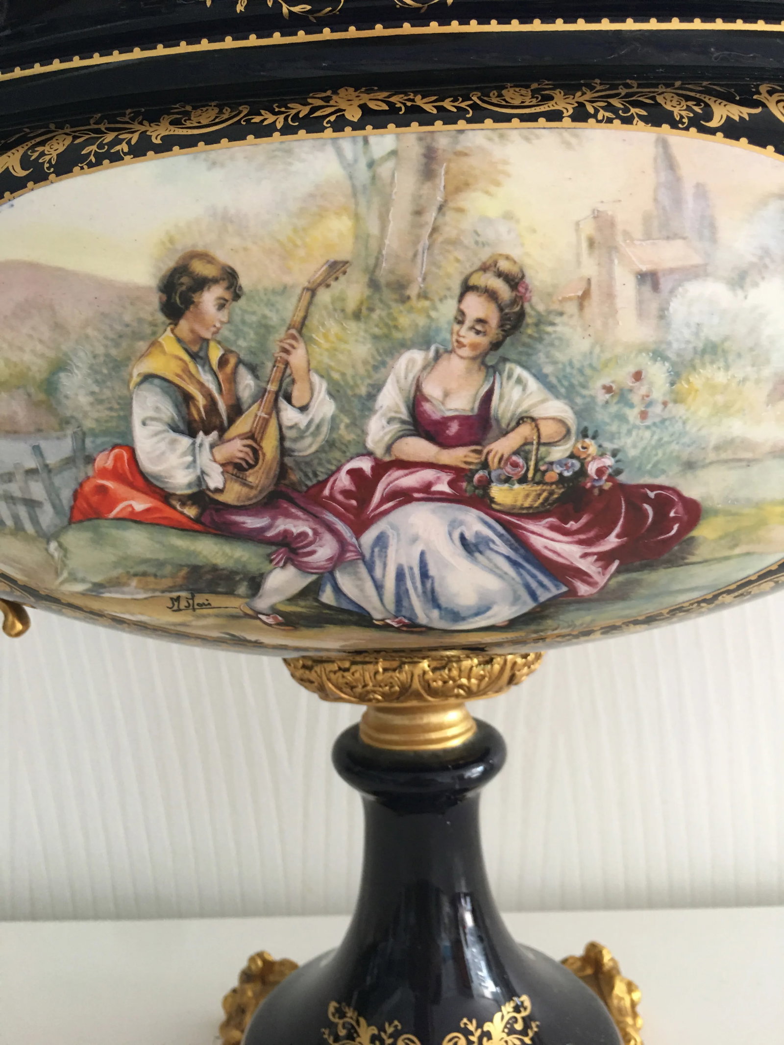 Late 19th Century Acf Victorian Romantic French Porcelain Gilt Vase - 3
