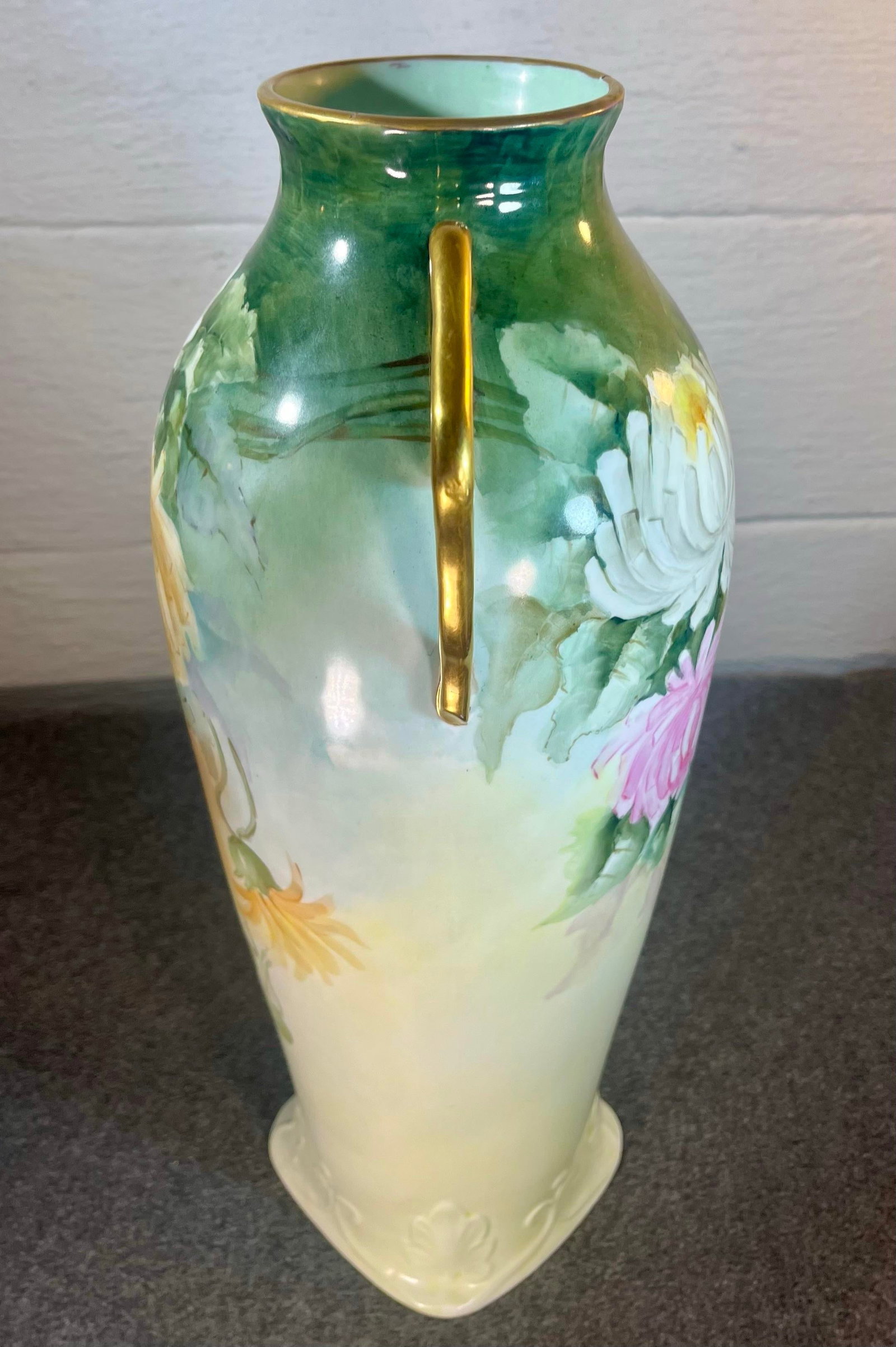 Antique Limoges 17" Handled Porcelain Vase - 5