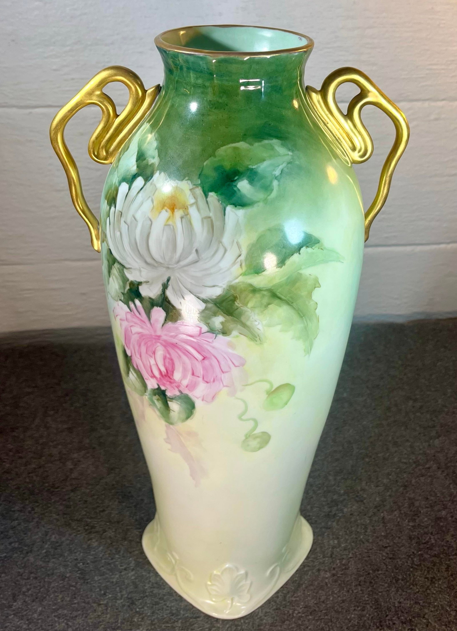 Antique Limoges 17" Handled Porcelain Vase - 7
