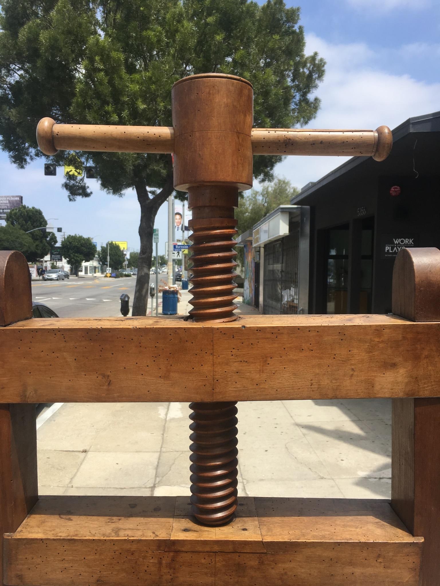 Antique Sculptural Solid Wood Wine Press - 10
