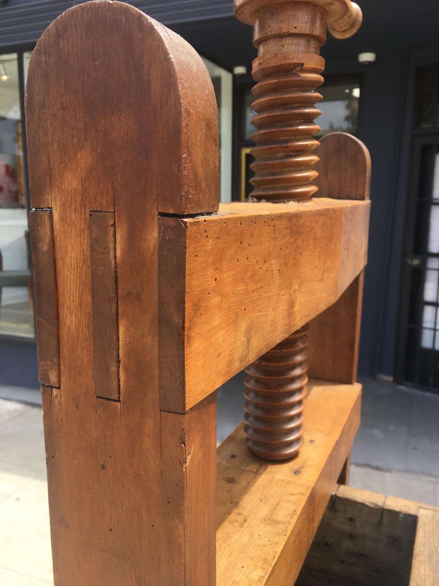 Antique Sculptural Solid Wood Wine Press - 11