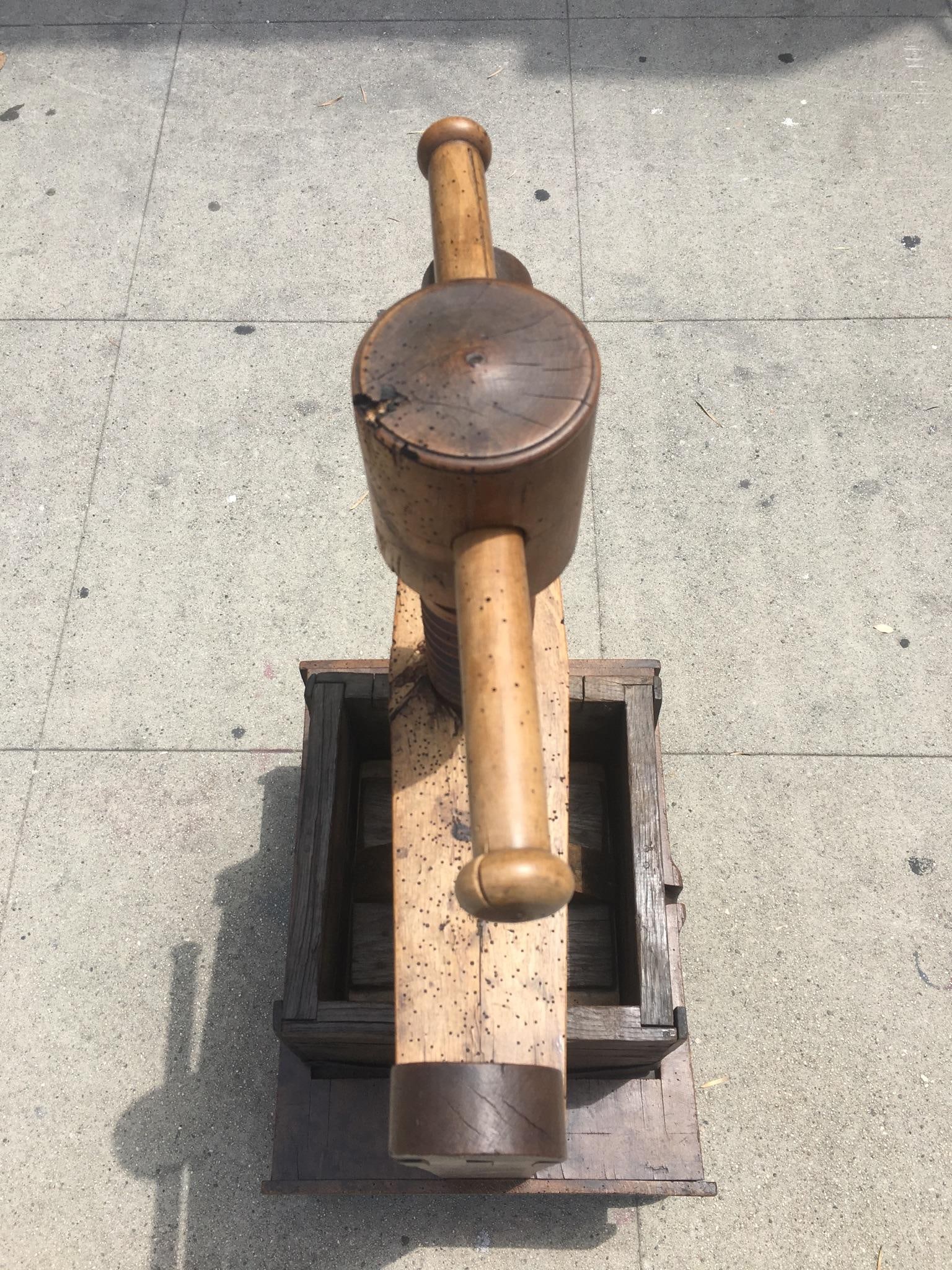 Antique Sculptural Solid Wood Wine Press - 13