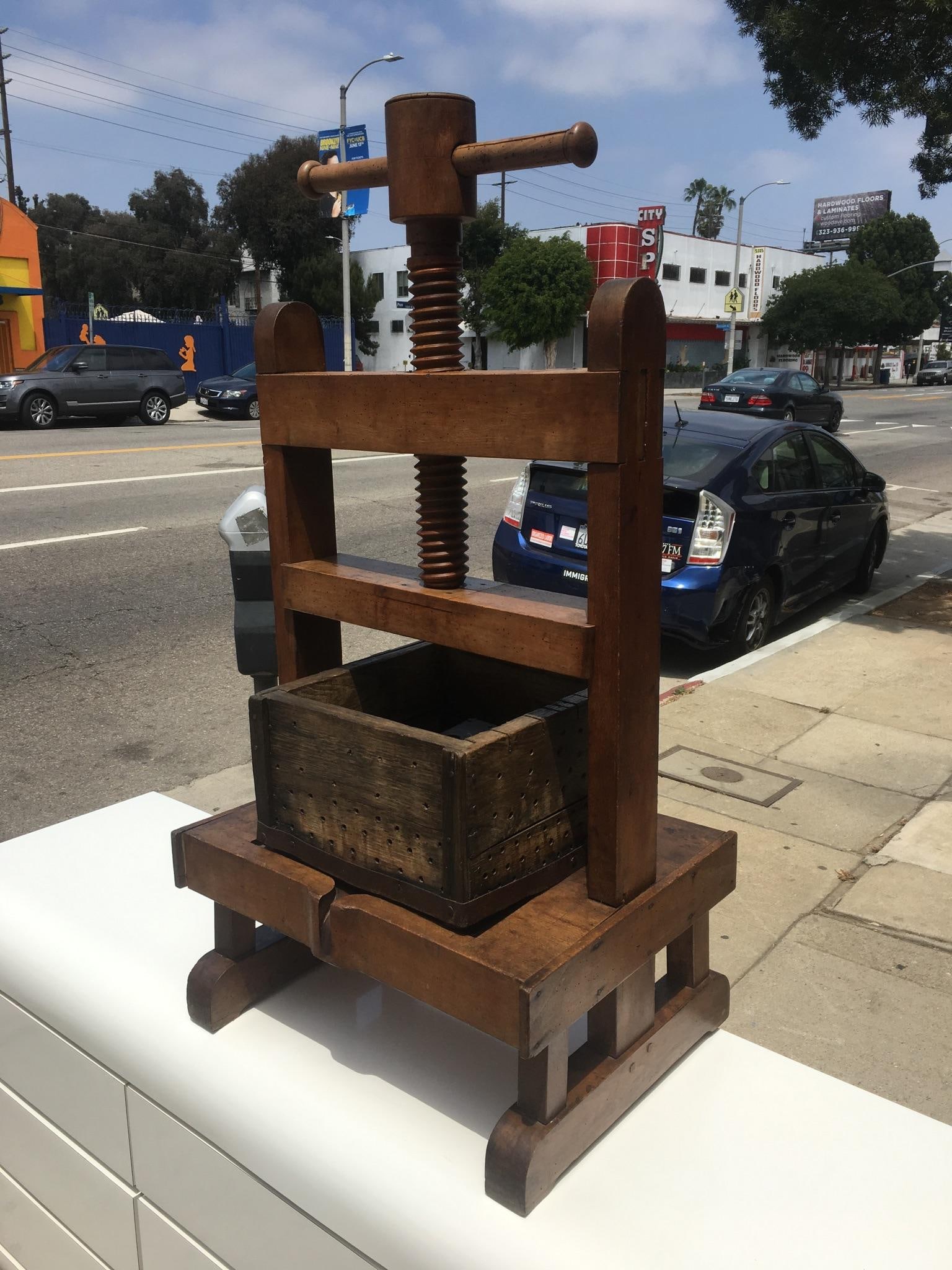Antique Sculptural Solid Wood Wine Press - 15