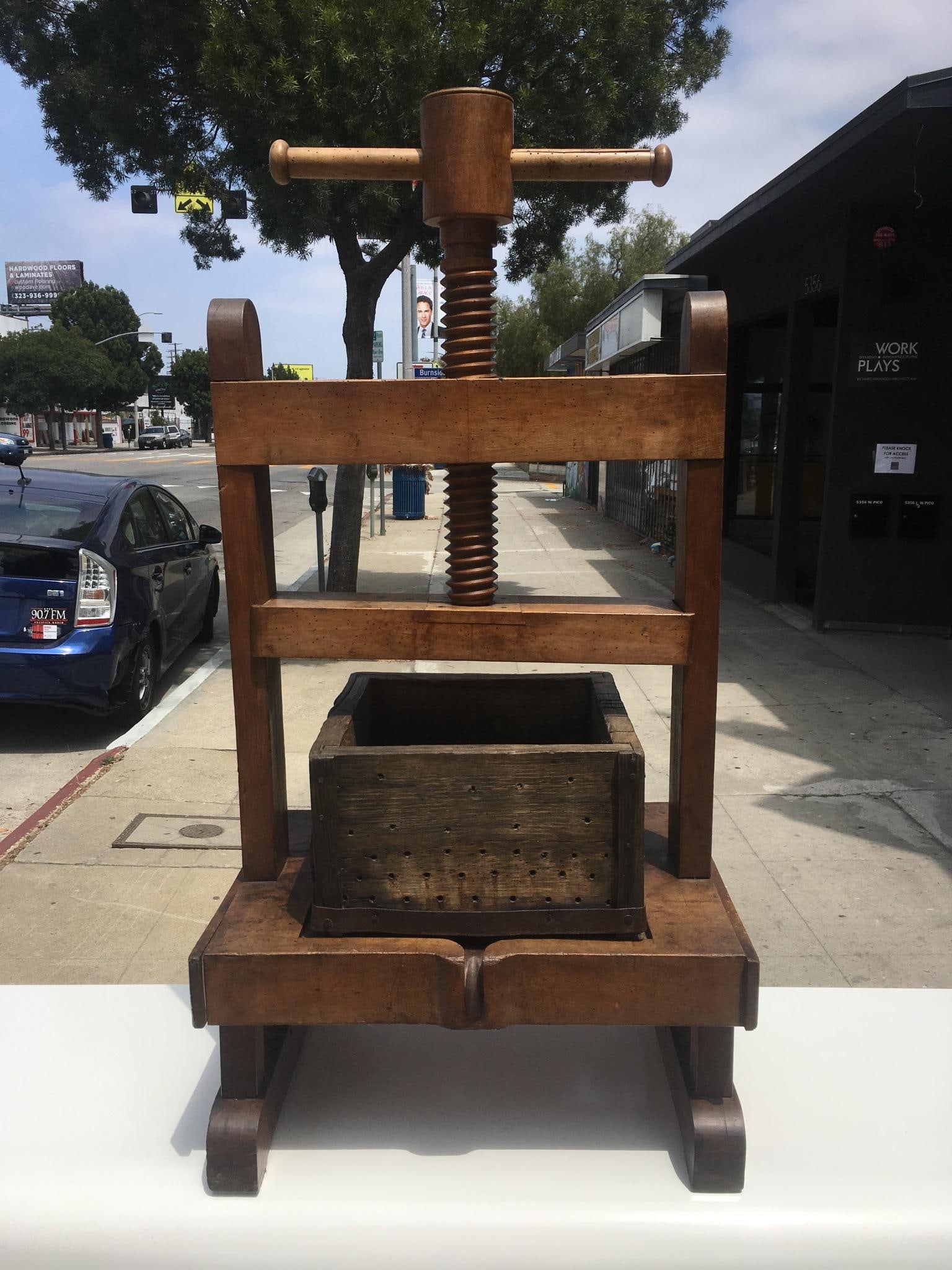 Antique Sculptural Solid Wood Wine Press - 16