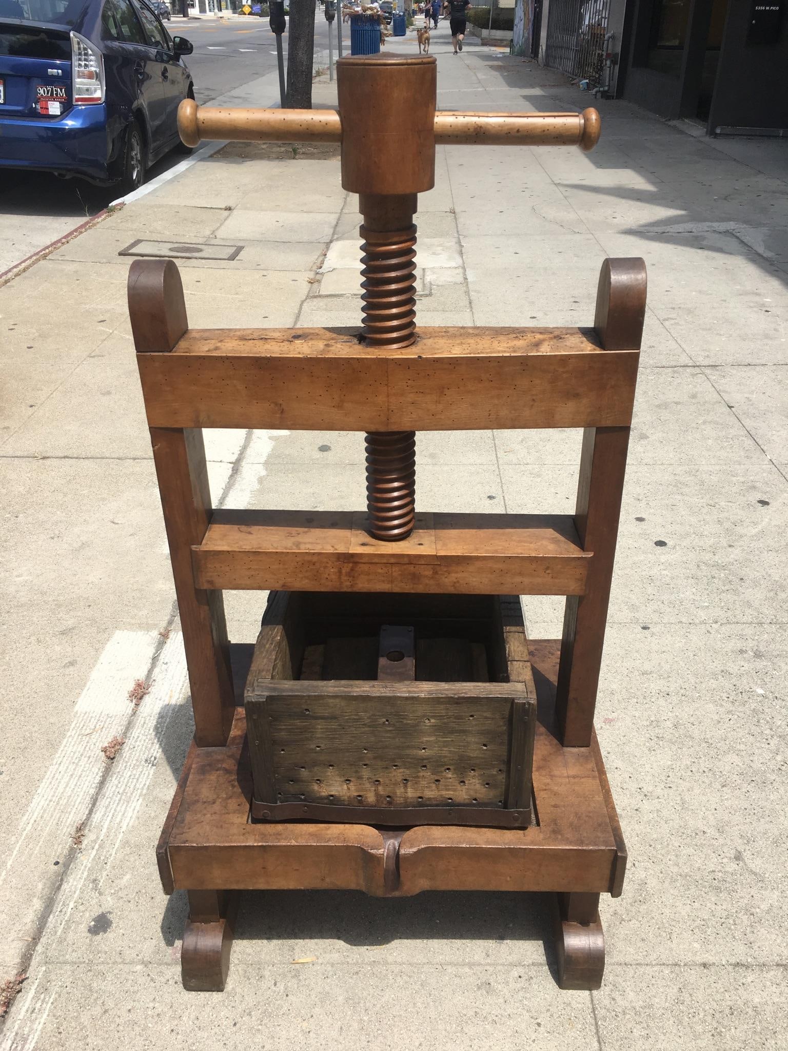 Antique Sculptural Solid Wood Wine Press - 2