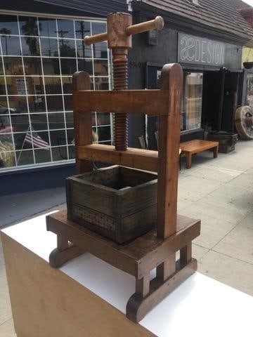 Antique Sculptural Solid Wood Wine Press - 4