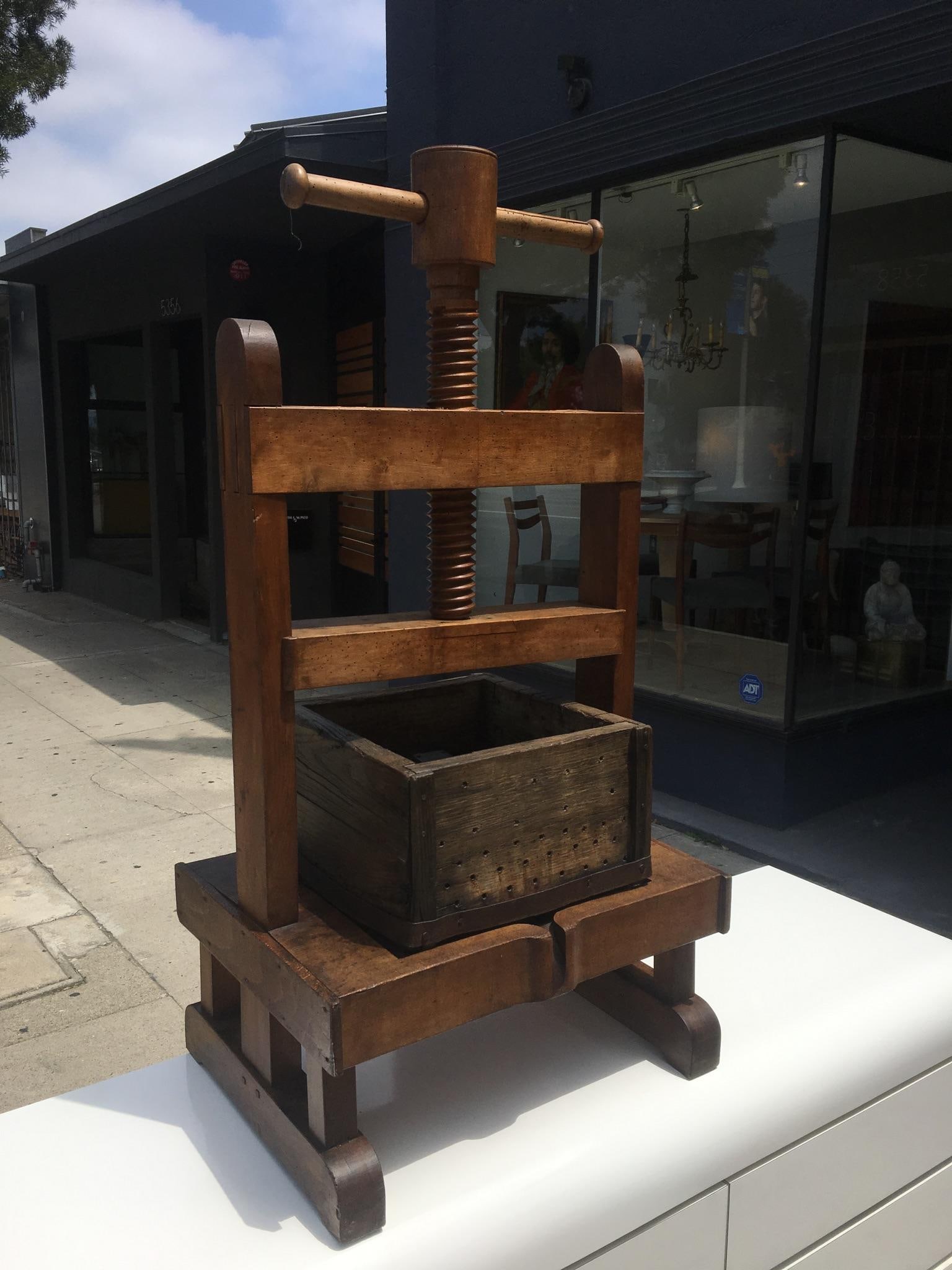 Antique Sculptural Solid Wood Wine Press - 6