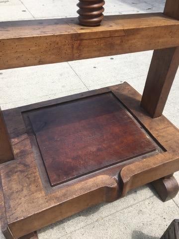 Antique Sculptural Solid Wood Wine Press - 8
