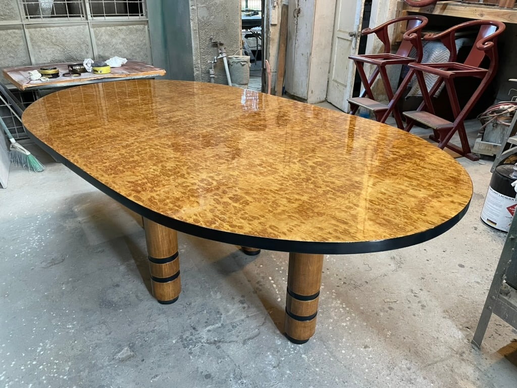 Exceptional Exotic Burl Wood Race Track Oval Dining or Conference Table - 15
