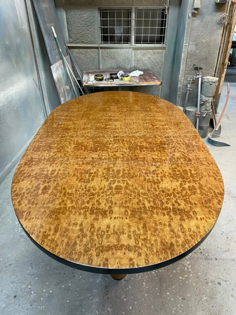 Exceptional Exotic Burl Wood Race Track Oval Dining or Conference Table - 4